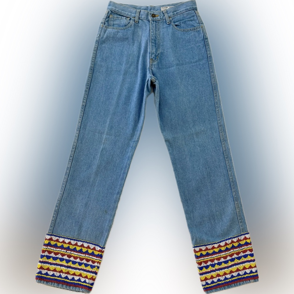 ✌️ Adrianna Papéll Vintage Beaded Hem Jeans
